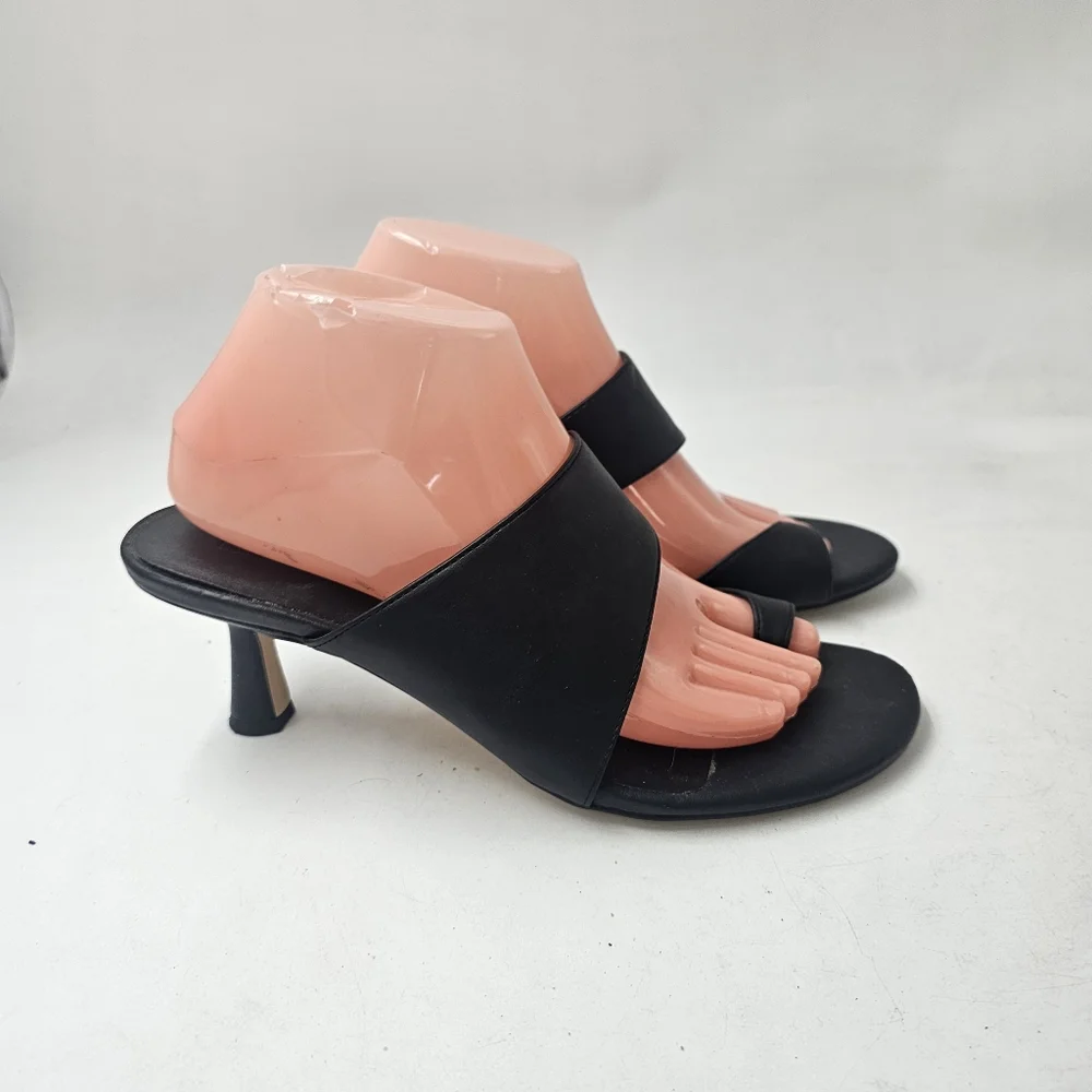Nordstrom Kadria Toe Ring Kitten Heel Mules Black Womens Size 8.5